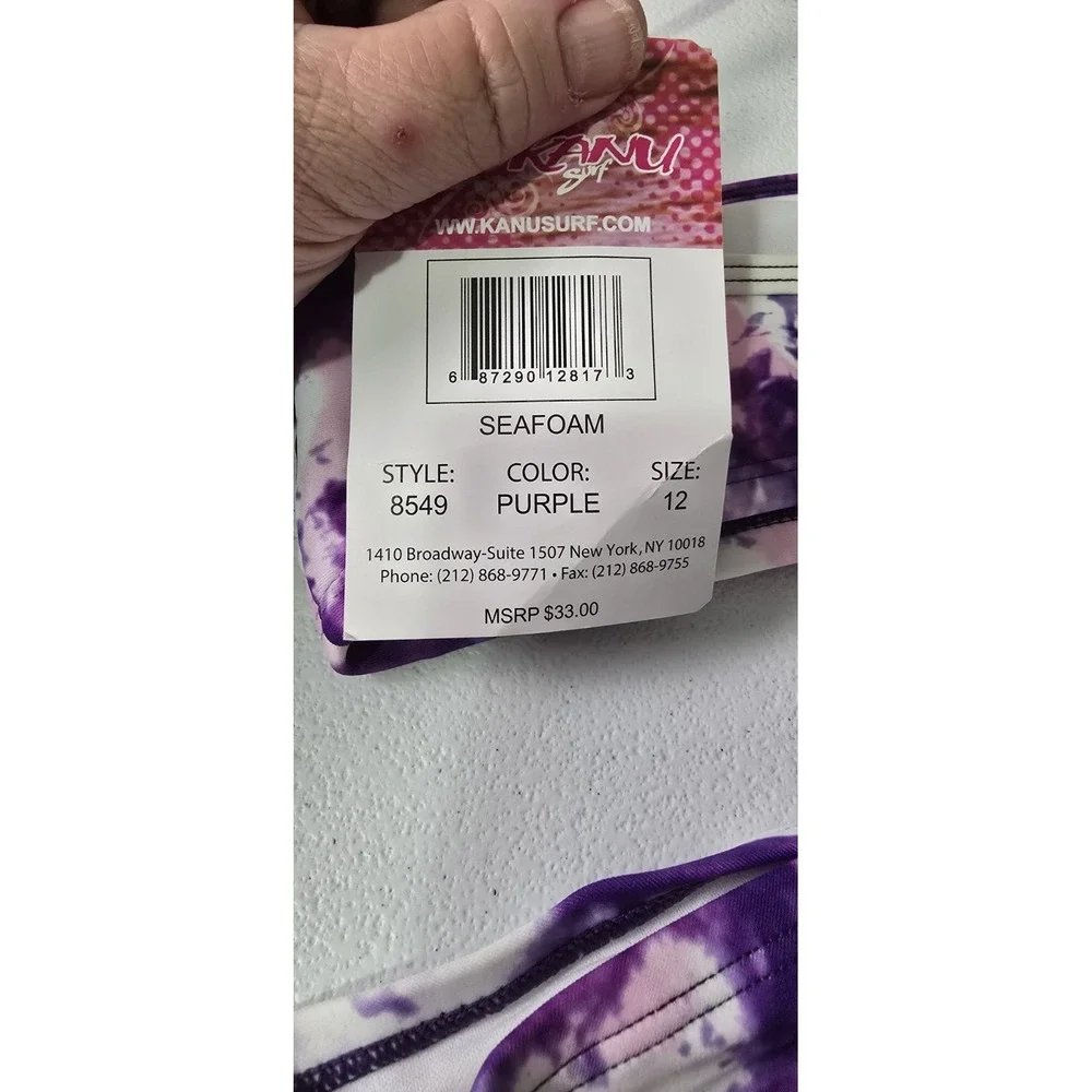 Kanu Surf Groovy Purple Tie Dye Sz 12 UPF 50+ Beach Sport Bikini  NWT Girls‎